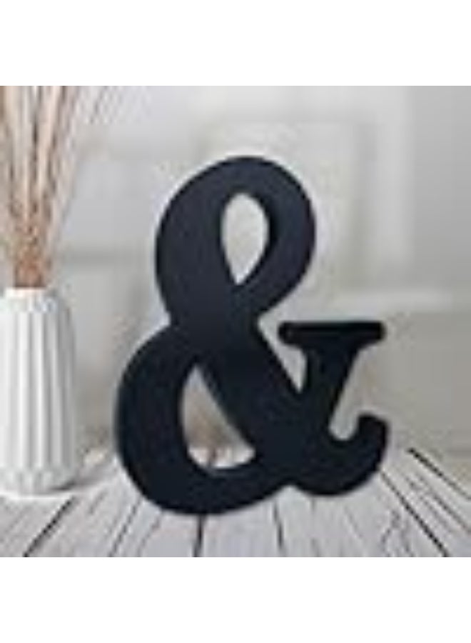 MIRFA Wooden Free Standing Decorative Letter Slices - Black - 6inches (&) - Image 1